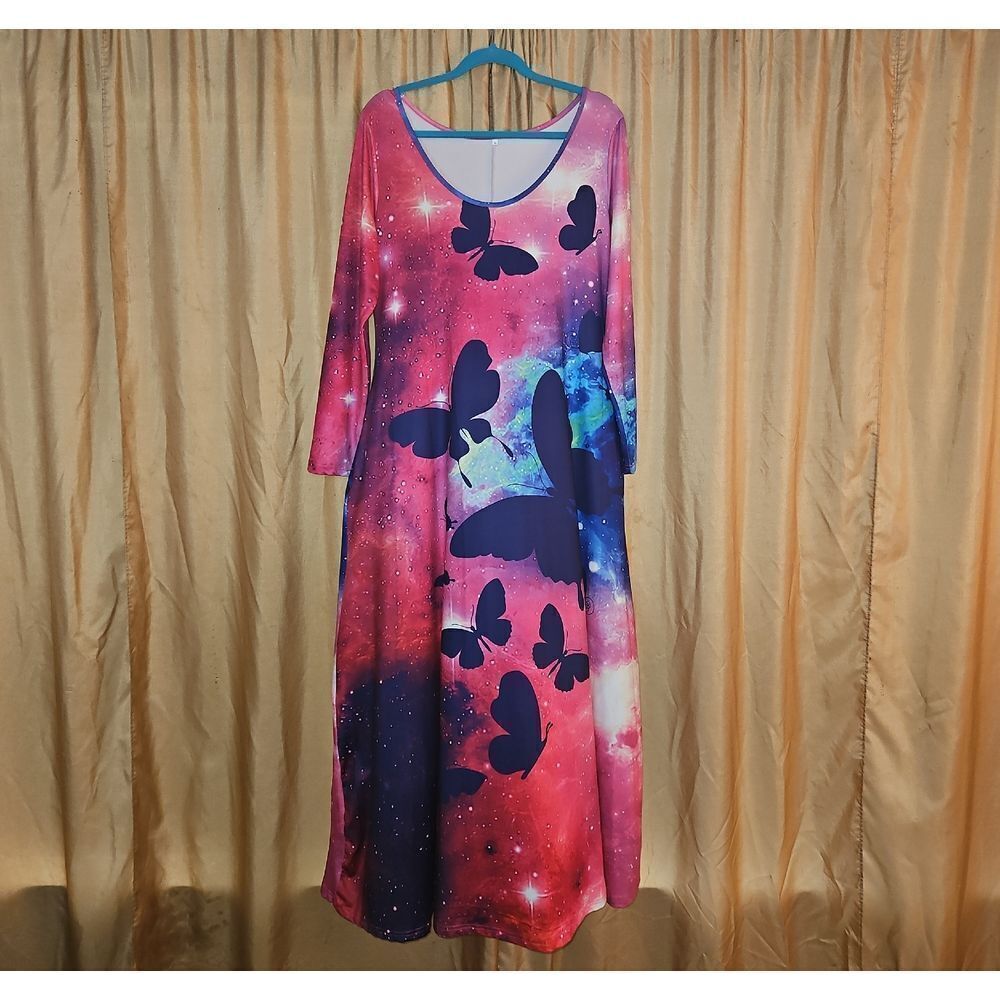 Butterfly Galaxy Print Maxi Dress
